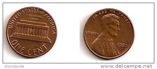 1 Cent – Lincoln – Etats-Unis – 1982 – Mémorial – Cuivre – Etat TB – KM 201 - 1959-…: Lincoln, Memorial Reverse