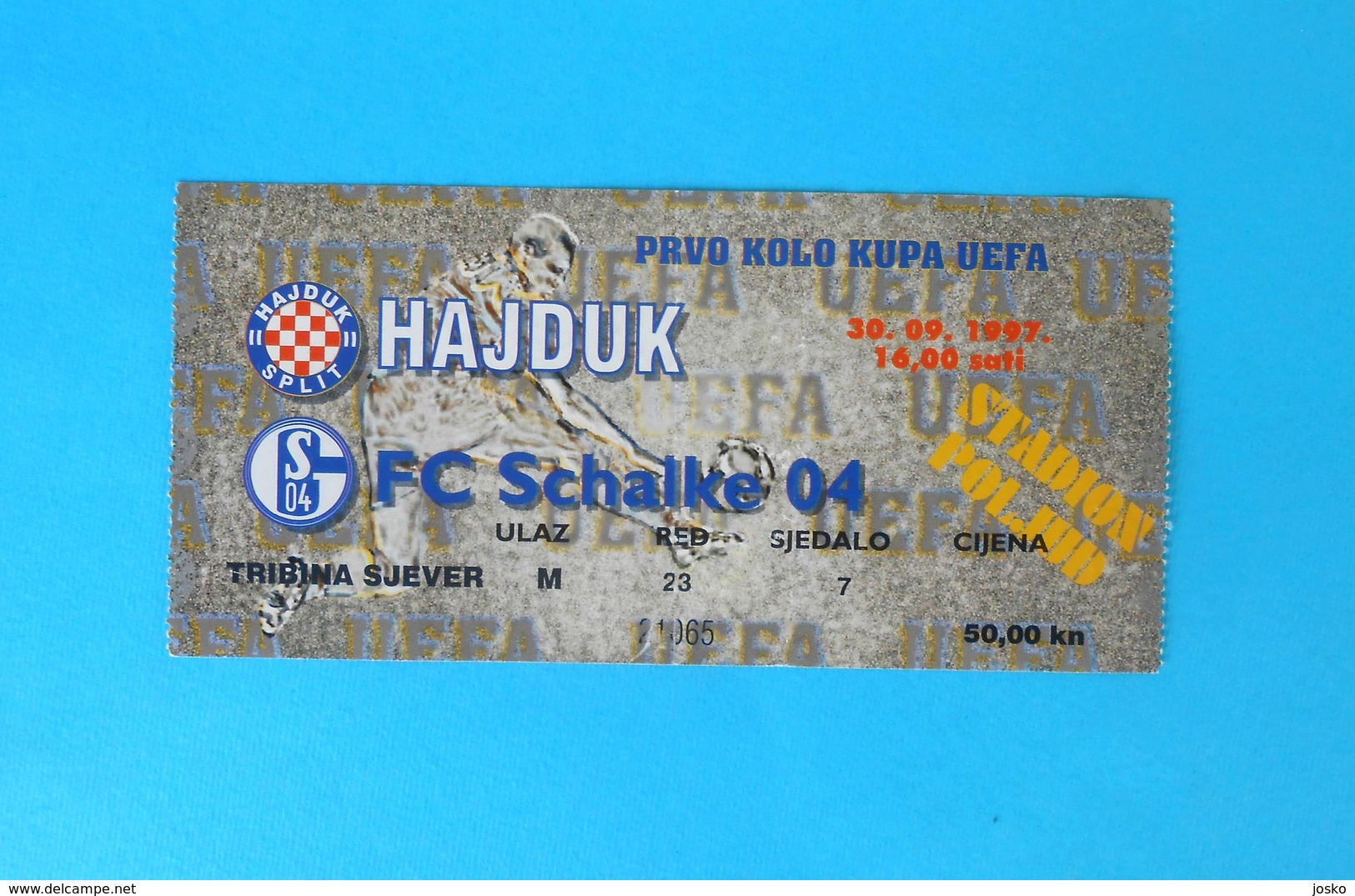 HAJDUK V FC SCHALKE 04 - 1997. UEFA CUP Football Match Ticket Soccer Billet Foot Fussball Biglietto Germany Deutschland - Tickets & Toegangskaarten