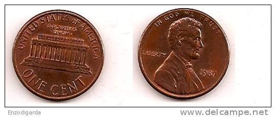 1 Cent – Lincoln – Etats-Unis – 1987 – Mémorial – Cuivre Zinc – Etat TTB – KM 201b - 1959-…: Lincoln, Memorial Reverse