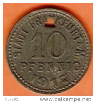 NOTGELD 10 PFENNIG 1917 - STADT FRANKFURT A / M - Necessite Emergency Token Jeton Coin - Noodgeld