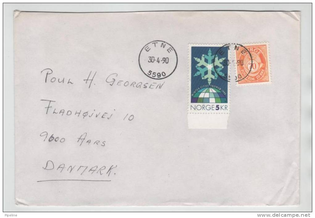 Norway Cover Sent To Denmark Etne 30-4-1990 - Lettres & Documents