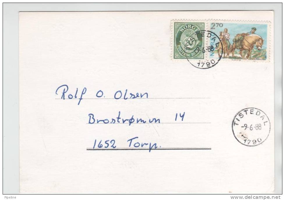 Norway Card Sent To Torp Tistedal 9-6-1988 - Briefe U. Dokumente