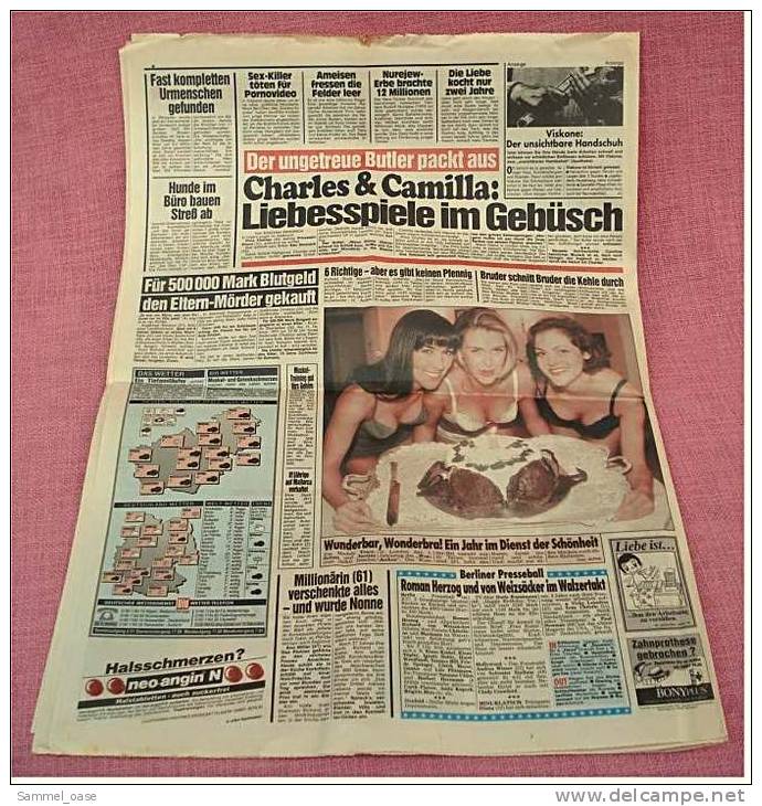 BILD-Zeitung Vom 16. Januar 1995 : Charles & Camilla : Liebesspiele Im Gebüsch  -  Drei Irre Verbrecher Frei - Autres & Non Classés