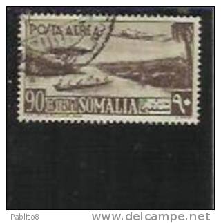 SOMALIA AFIS 1950 1951 POSTA AEREA AIR MAIL VEDUTA VIEW CENT. 90 C USATO USED OBLITERE' - Somalia (AFIS)