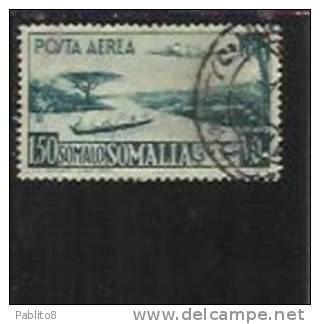 SOMALIA AFIS 1950 - 1951 POSTA AEREA AIR MAIL VEDUTA VIEW SOMALI 1,50 S USATO USED OBLITERE´ - Somalia (AFIS)