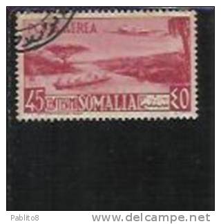 SOMALIA AFIS 1950 - 1951 POSTA AEREA AIR MAIL VEDUTA VIEW CENT. 45 C USATO USED OBLITERE´ - Somalia (AFIS)