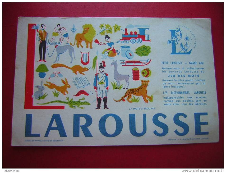 BUVARD  LAROUSSE  PETIT LAROUSSE = GRAND AMI   27 MOTS A TROUVER   JEU DES MOTS - Papierwaren