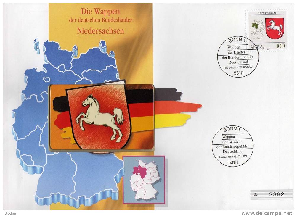 TK O 316/93 Wappen Reizvolles Niedersachsen ** 25€ Auf Brief Deutschland With Stamp #1662 Tele-card Wap Cover Of Germany - O-Series: Kundenserie Vom Sammlerservice Ausgeschlossen