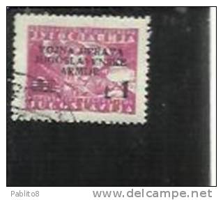 ISTRIA E LITORALE SLOVENO 1947 FRANCOBOLLI DI YUGOSLAVIA L.1 SU 9D TIMBRATO - Jugoslawische Bes.: Slowenische Küste