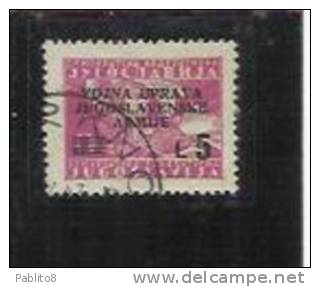 ISTRIA E LITORALE SLOVENO 1947 FRANCOBOLLI DI YUGOSLAVIA L.5 SU 9D TIMBRATO - Jugoslawische Bes.: Slowenische Küste