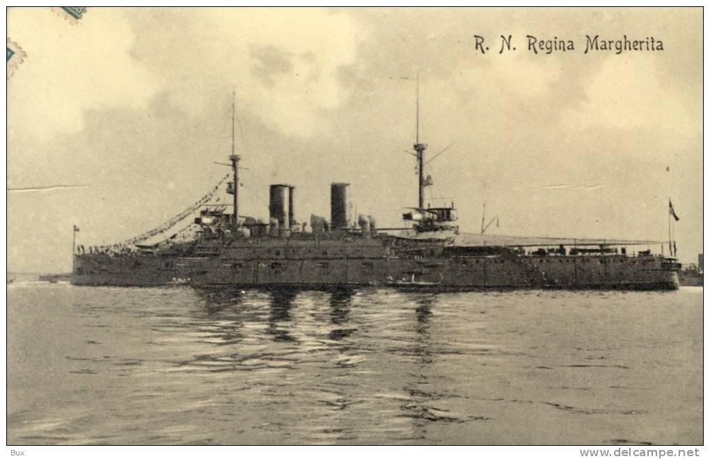 REGIA NAVE REGINA MARGHERITA  MARINA MILITARE  VIAGGIATA COME DA FOTO  WARSHIP  PICCOLA E LEGGERA PIEGA    ITALIE ITALY - Oorlog