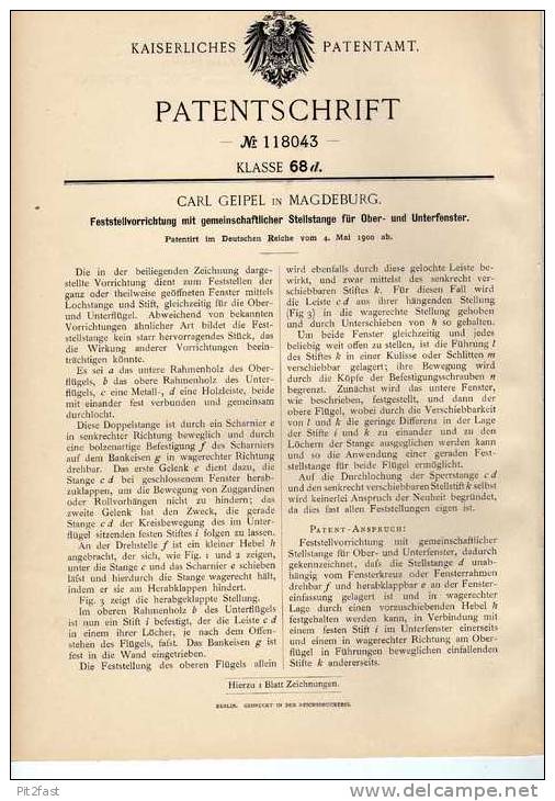 Original Patentschrift - C. Geipel In Magdeburg , 1900 , Ober- Und Unterfenster , Fenster !!! - Architectuur