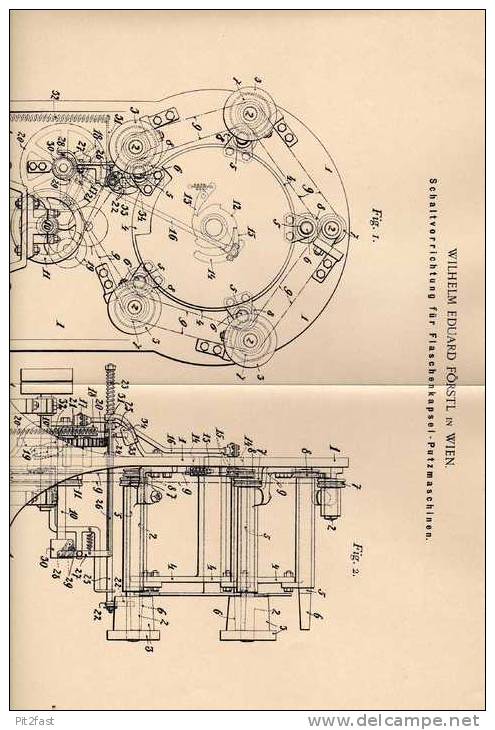 Original Patentschrift - Putzmaschine Für Kronkorken , 1898 , W. Förstl In Wien !!! - Macchine