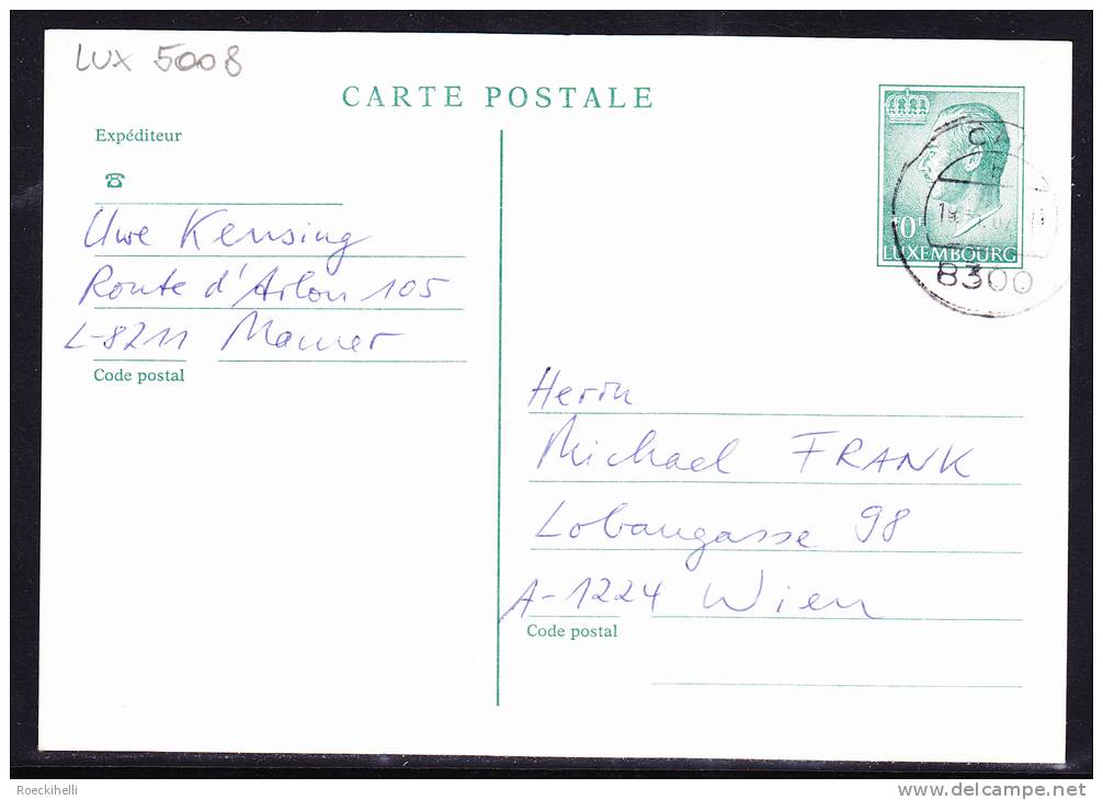 1987 - LUXEMBURG -  Bedarfsbeleg (Ganzsache), Gelaufen V. Capellen N. Wien -  S. Scan (lux 5008) - Briefe U. Dokumente