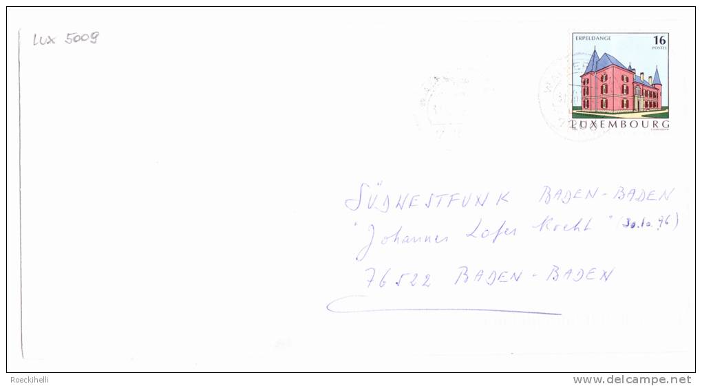 1996 - LUXEMBURG - Bedarfsbeleg, Gelaufen V. Bereldange Nach Baden-Baden - S. Scan (lux 5009) - Covers & Documents