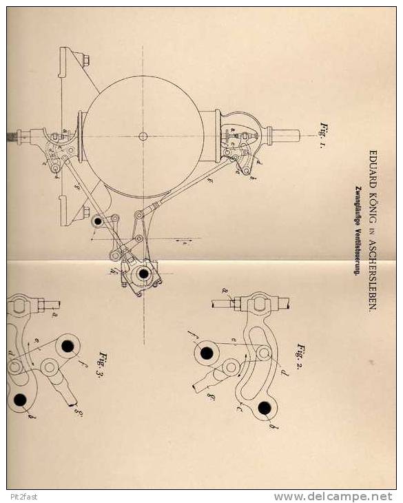 Original Patentschrift - E. König In Aschersleben , 1899 , Ventilsteuerung Für Dampfmaschine !!! - Tools