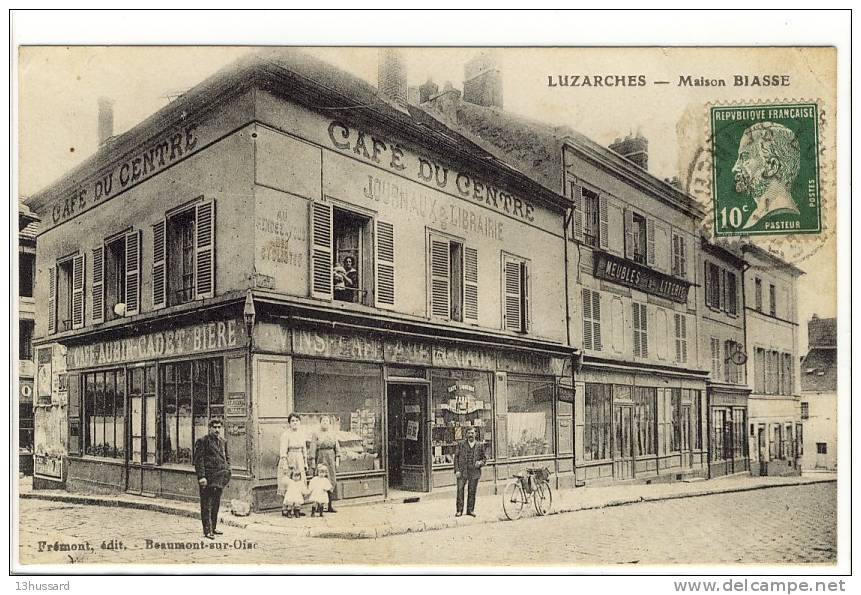 Carte Postale Ancienne Luzarches - Maison Biasse - Tabacs, Café Du Centre - Luzarches