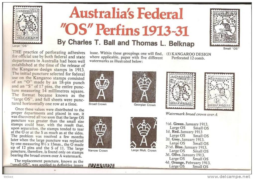 Australia. Service Stamps With Perfins (2 Pages) - Philately And Postal History