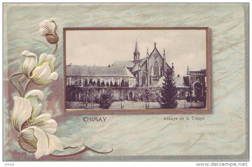 CHIMAY = Abbaye De La Trappe - Fleurs En Relief - Carte Couleur  (1909) - Chimay