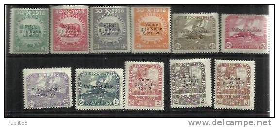 FIUME 1919 PRO FONDAZIONE STUDIO SOPRASTAMPATI VALORE GLOBALE SURCHARGE SERIE COMPLETA COMPLETE SET MNH - Fiume