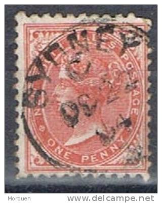 Sello New South Wales 1871, 1 P. Rojo Claro ,fechador SYDNEY, Yvert Num 45 º - Usati