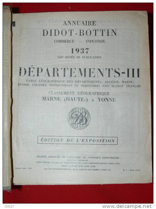 INDE  PONDICHERY   BOTTIN 1937 AVEC COMMERCES ET PARTICULIERS - Telefonbücher