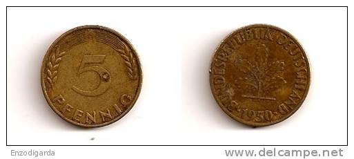 5 Pfennig – Allemagne – 1950 G – Atelier De Karlsruhe G – Cuivre – Etat TB – KM 107 - 5 Pfennig