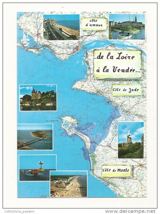 Cp, Carte Géographique, Autour De La Loire (Carte I.G.N.) - Landkarten