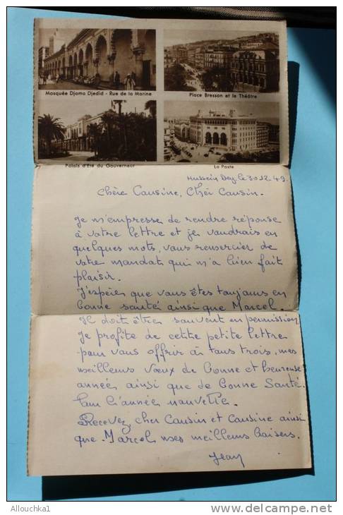 30/12/1949 Lettre De Hussein-dey Alger + Mini Cartes Postales Multi Vues Pour Saint Didier Au Mont D´or Rhone 69 - Lettres & Documents