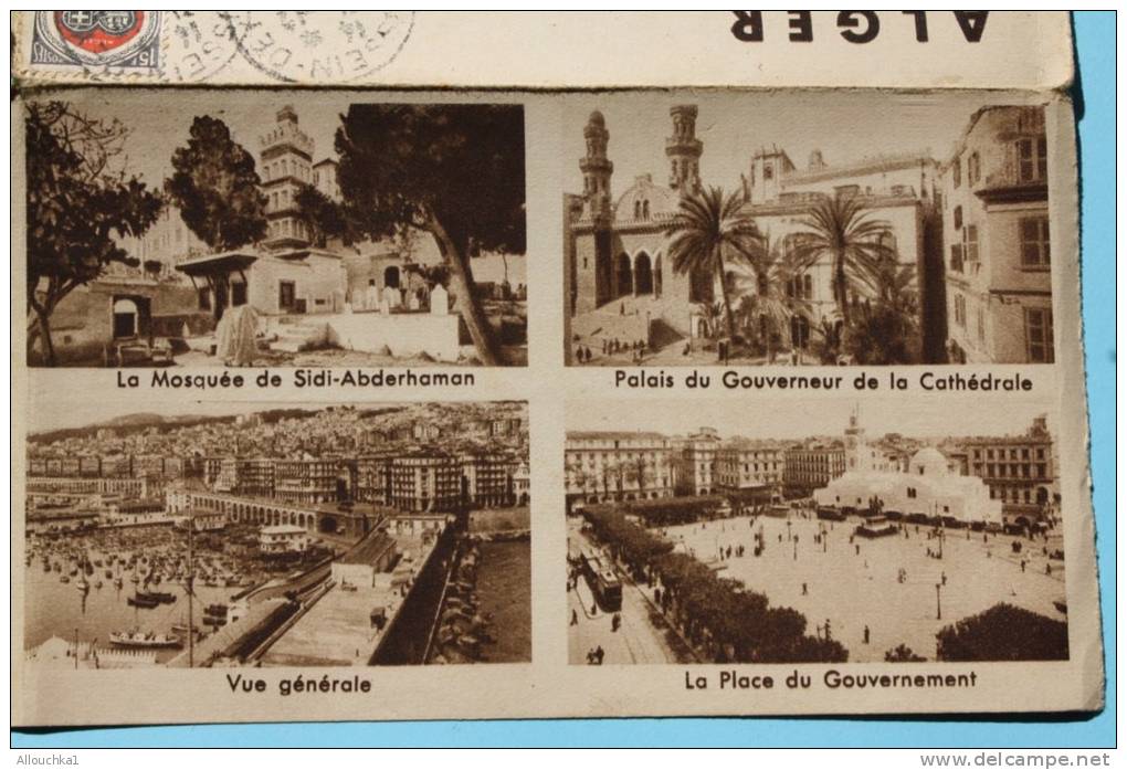 30/12/1949 lettre de Hussein-dey Alger + mini cartes postales multi vues pour Saint Didier au mont d´or Rhone 69