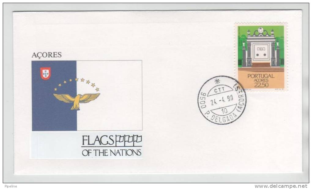 Portugal Acores Cover Flags Of The Nations 24-4-1990 With Cachet - Azores