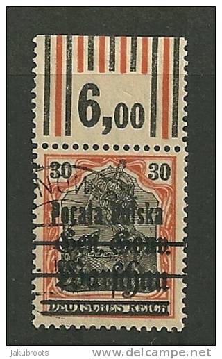 5.XII.1918 Germania 30f. With O/p Gen.Gou. Warschau With ERROR  O/p " POCATA  POLSKA " - Ongebruikt