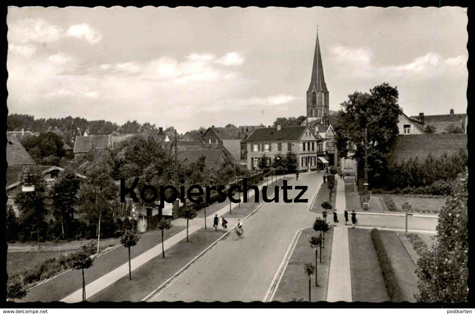 ÄLTERE POSTKARTE WERNE AN DER LIPPE STEINSTRASSE & KIRCHE Bahnpost Münster Dortmund 1956 Cpa Postcard Ansichtskarte AK - Werne
