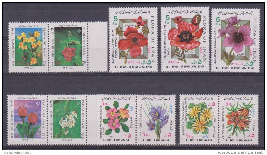 IRAN LOTE DE 11 SELLOS NUEVOS  FLOWERS   S-236 - Otros & Sin Clasificación