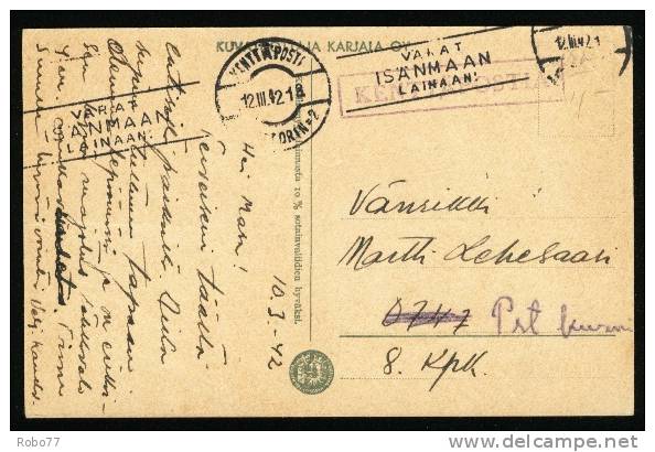 1942 Finland Postcard.  Feldpost, Fieldpost, Military. Kenttäpostia. (Q08017) - Military / Militaires / Militair