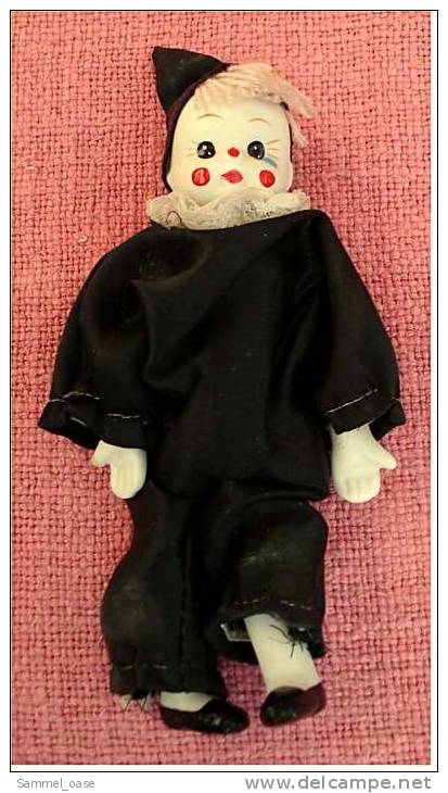 Kleiner Kinder-Clown Aus Porzellan , Die Arme Und Beine Sind Flexiebel  -  Größe Ca. 14 Cm - Puppen