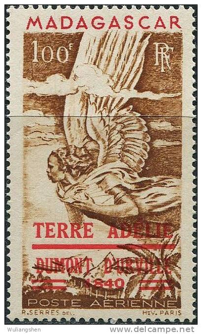 FN0473 TAAF 1956 Madagascar Votes Angel Surcharged 1v MNH - Used Stamps