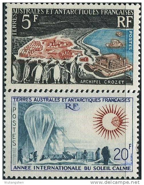 FN0481 TAAF 1963 Solar Year Penguin Balloons 2v MLH - Gebruikt