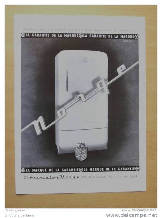 Pub Papier 1950  Voyage Avion Aviation Compagnie Aerienne AIR FRANCE Dos Refrigerateur MORGE - Advertising