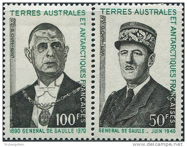 FN0510 TAAF 1972 General De Gaulle 2v MLH - Used Stamps