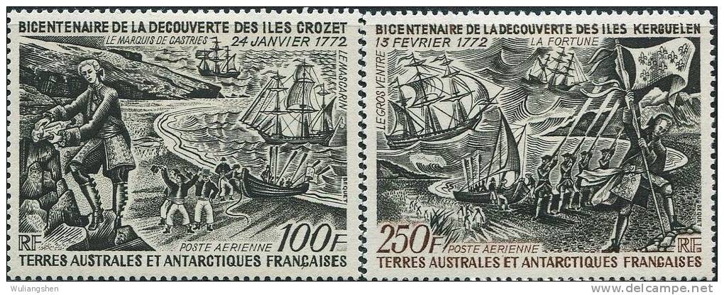 FN0511 TAAF 1972 The History Of The Antarctic Expedition Yacht 2v MLH - Used Stamps