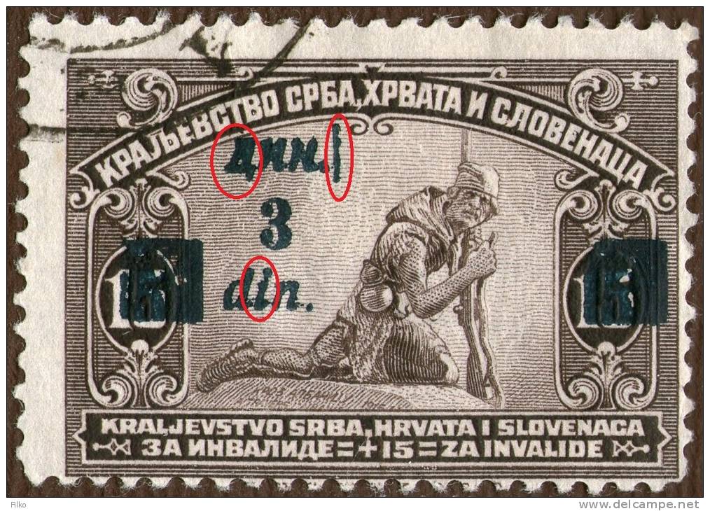 Yugoslavia,3 Din./15 Din. Mi#165b,  Overprint,error Shown On Scan,as Scan - Used Stamps