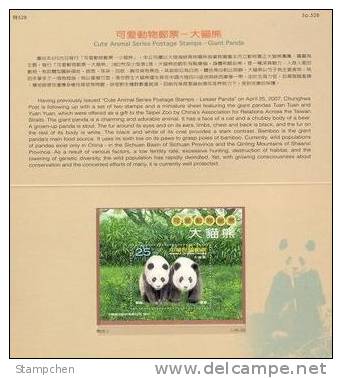 Folder 2009 Cute Animal Stamp S/s – Giant Panda Fauna Bear Bamboo WWF - Bears