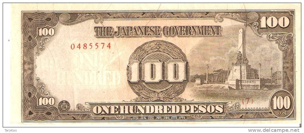 BILLETE DE JAPON DE 100 PESOS DE LA OCUPACION DE FILIPINAS   (BANKNOTE) - Giappone