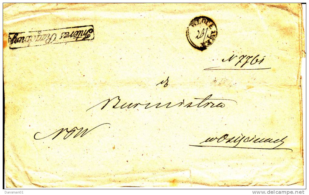 Poland Prephilatelic Cover WLOCLAWEK 1840 In Black With Boxed IR - ...-1860 Préphilatélie