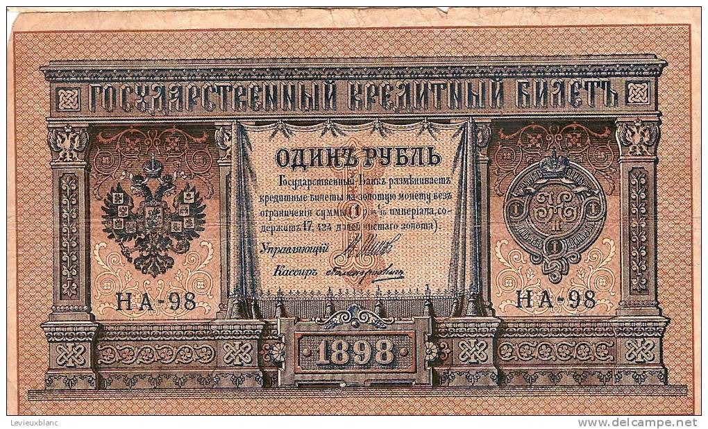 Billet De Banque/RUSSIE/  Avec Armoiries Des Tsars/Valeur 1/1898              BIL9 - Autres & Non Classés