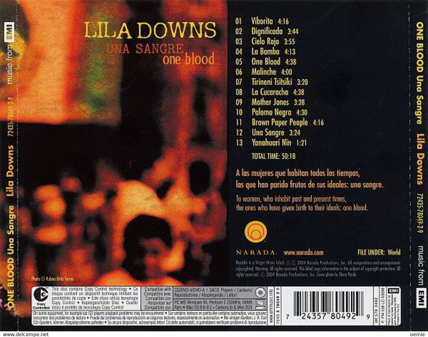 LILA DOWNS  °  UNA SANGRE / ONE BLOOD  CD 13 TITRES - Sonstige - Spanische Musik