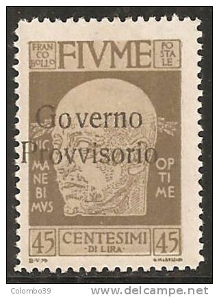 Fiume - Gov. Provvisorio - 45c. * - Fiume & Kupa