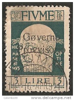 Fiume - Gov. Provvisorio - 3 Lire Usato - Fiume & Kupa