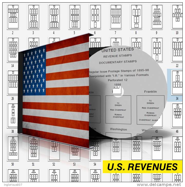 U.S.A. REVENUES STAMP ALBUM PAGES 1862-1995 (297 Pages) - Inglés